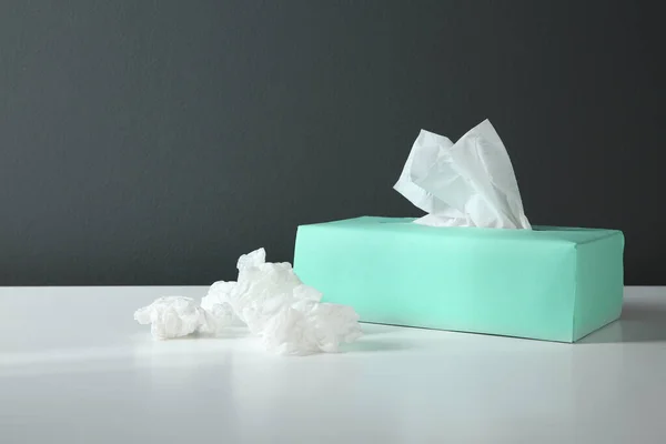 Used Paper Tissues Box White Table — Stock Photo, Image