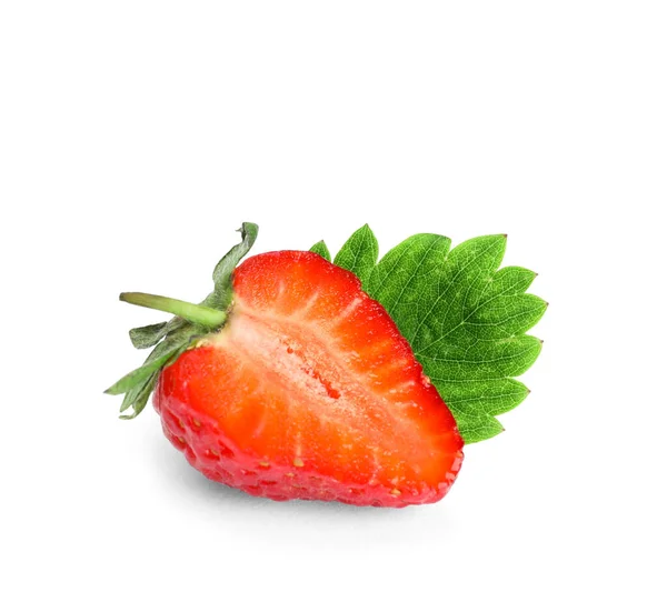 Φρέσκια Ώριμη Κόκκινη Φράουλα Απομονωμένη Λευκό — Φωτογραφία Αρχείου