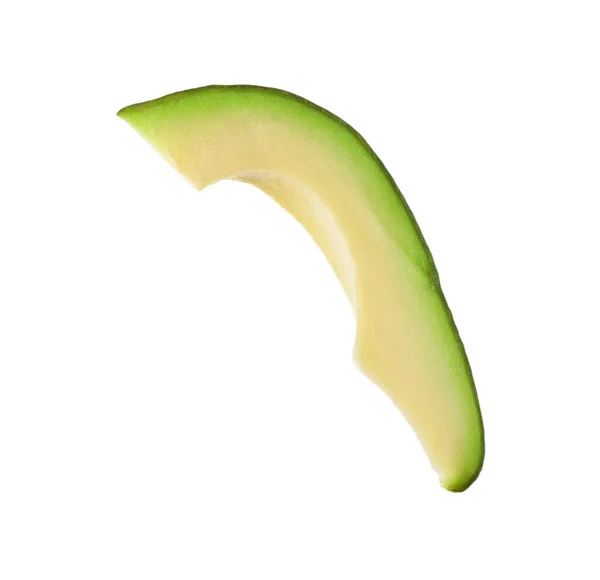 Snijd Van Rijpe Avocado Geïsoleerd Wit — Stockfoto