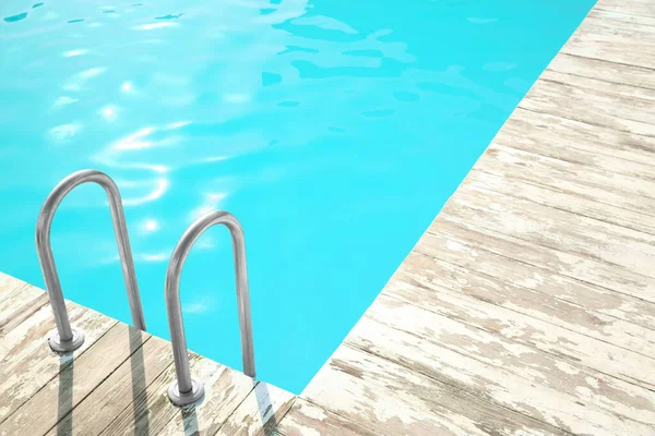Ladder Grab Bars Outdoor Swimming Pool — Stock Photo, Image