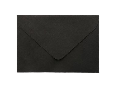 Siyah kağıt zarf beyaza izole edilmiş. Posta servisi