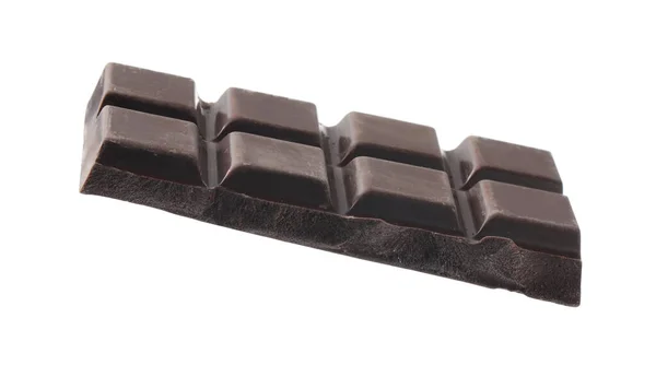 Pedazo Delicioso Chocolate Negro Aislado Blanco — Foto de Stock