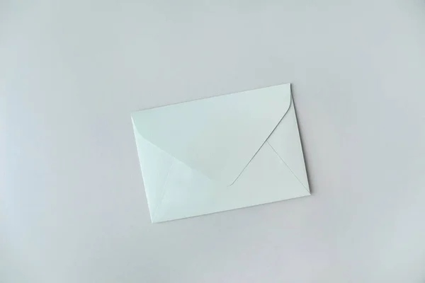 Paper Envelope Light Grey Background Top View — Stock Photo, Image