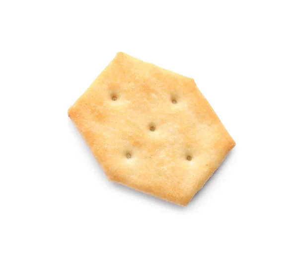 Heerlijke Knapperige Cracker Geïsoleerd Wit Bovenaanzicht — Stockfoto