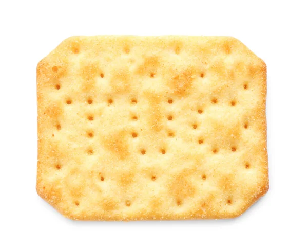 Heerlijke Knapperige Cracker Geïsoleerd Wit Bovenaanzicht — Stockfoto