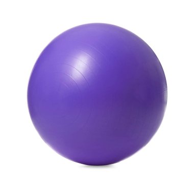 New purple fitness ball isolated on white clipart