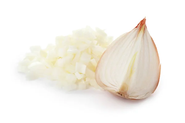 Cut Fresh Ripe Onion White Background — Stock Photo, Image