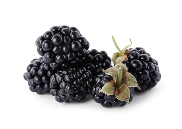 Delicious Fresh Ripe Blackberries Isolated White — Stock Photo, Image