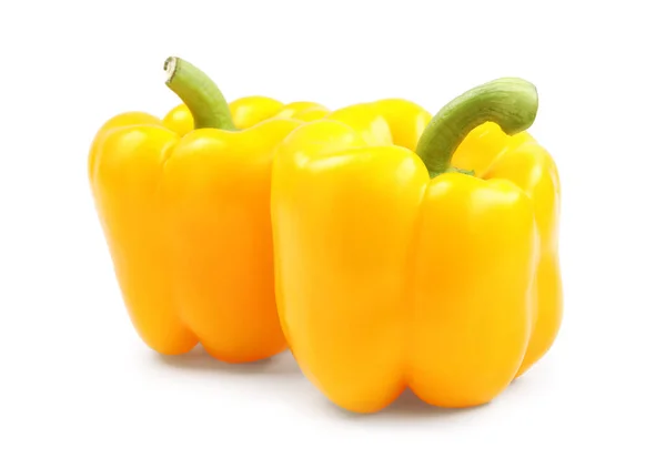 Ripe Yellow Bell Peppers Isolated White — Stock Photo, Image