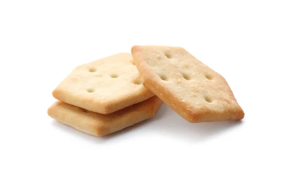 Crackers Croustillants Isolés Sur Blanc Délicieuse Collation — Photo