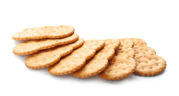 Galletas Crujientes Aisladas Blanco Delicioso Bocadillo — Foto de Stock