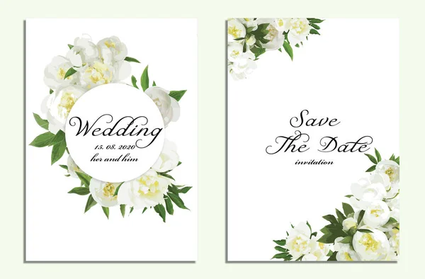Convite Casamento Bonito Salvar Data Com Design Floral Fundo Claro — Fotografia de Stock