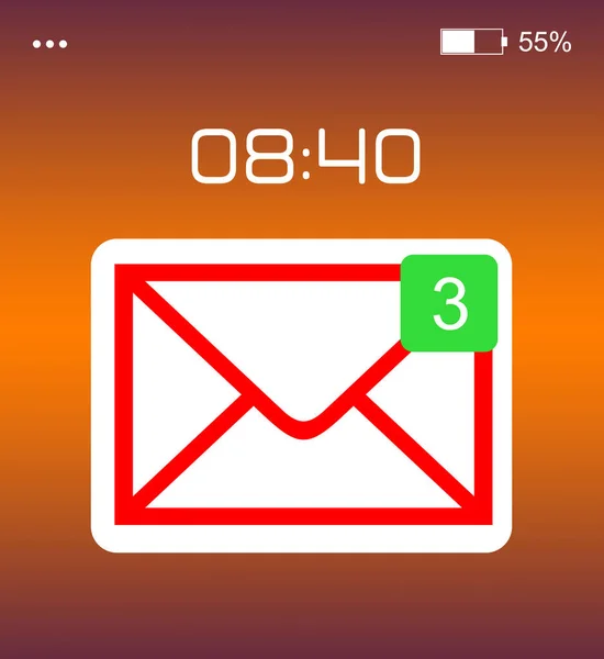 Smart watch displaying three inbox letters in mail application