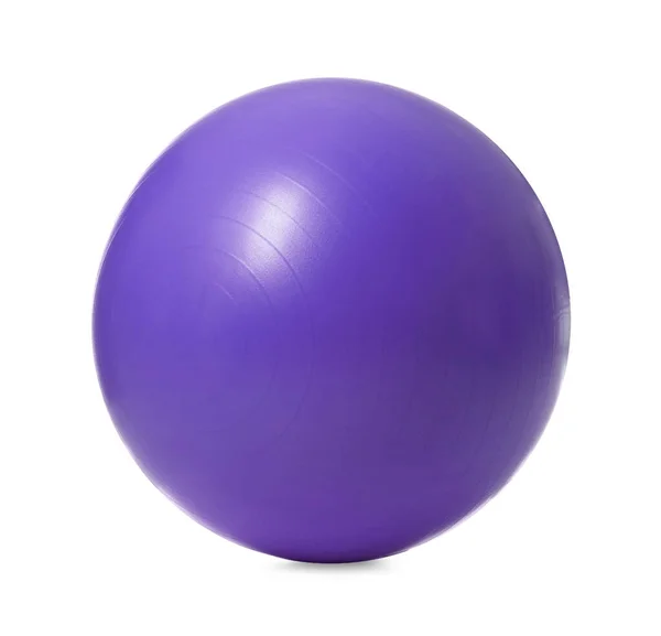新的紫色健身球用白色隔离 — 图库照片
