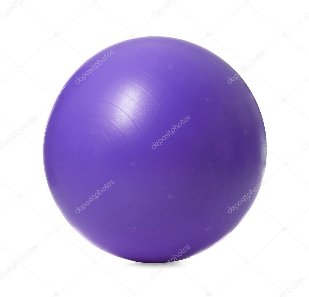 New purple fitness ball isolated on white