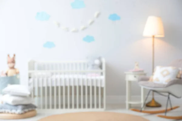Suddig Bild Snygg Baby Room Interiör — Stockfoto