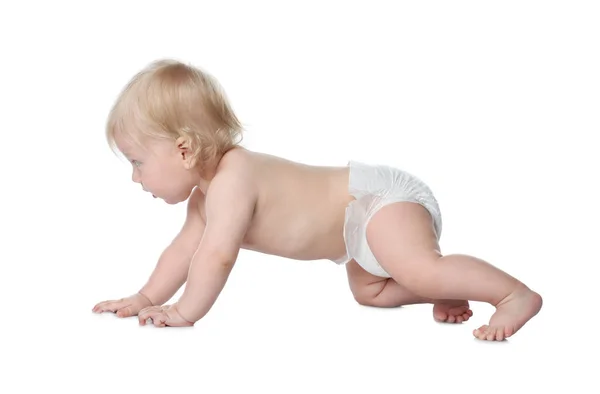 Cute Little Baby Diaper White Background — Stock Photo, Image