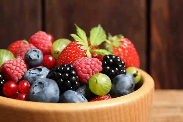 Mix Ripe Berries Bowl Closeup — Stock Photo, Image