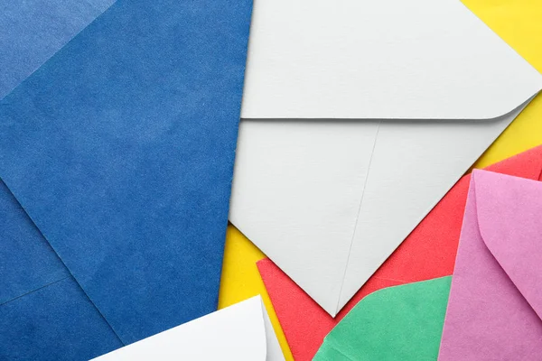 Colorful Paper Envelopes Background Top View — Stock Photo, Image