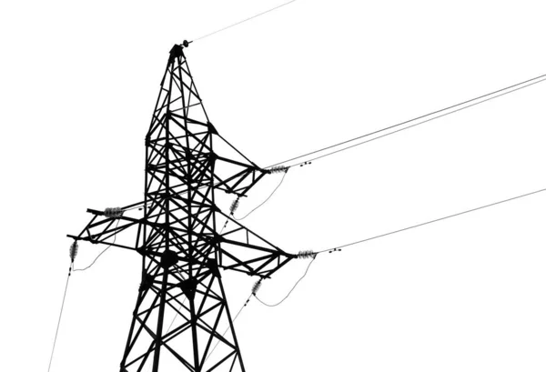 High Voltage Tower Isolated White Electric Power Transmission — Stock Photo, Image