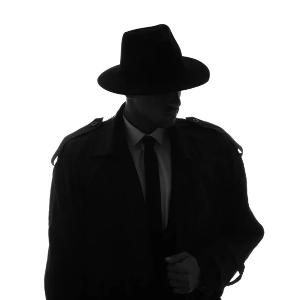 Detective Vecchio Stile Cappello Sfondo Bianco — Foto Stock