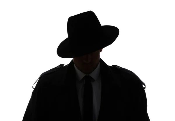 Старомодный Детектив Шляпе Белом Фоне — стоковое фото