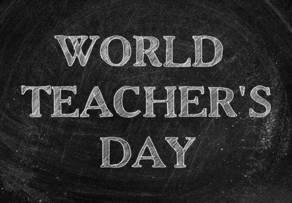 Testo Happy Teacher Day Sulla Lavagna Design Biglietto Auguri — Foto Stock