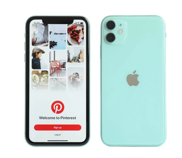 Mykolaiv Ucrania Julio 2020 Nuevo Iphone Moderno Con Aplicación Pinterest —  Fotos de Stock