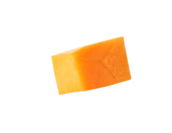 用新鲜成熟的胡萝卜制成方块 用白色隔开 — 图库照片