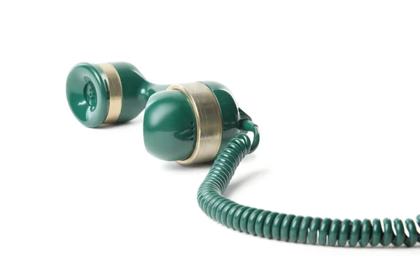 白に隔離されたヴィンテージグリーン電話のハンドセット — ストック写真