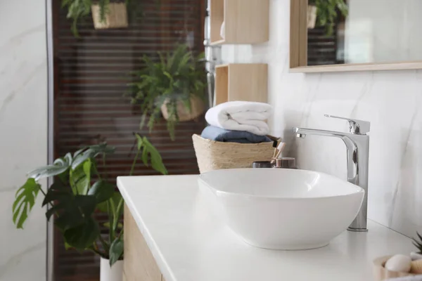 Counter Vessel Sink Stylish Bathroom Interior Idea Design — Stock Photo, Image