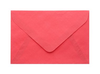 Beyaz üzerine izole kırmızı kağıt zarf. Posta servisi