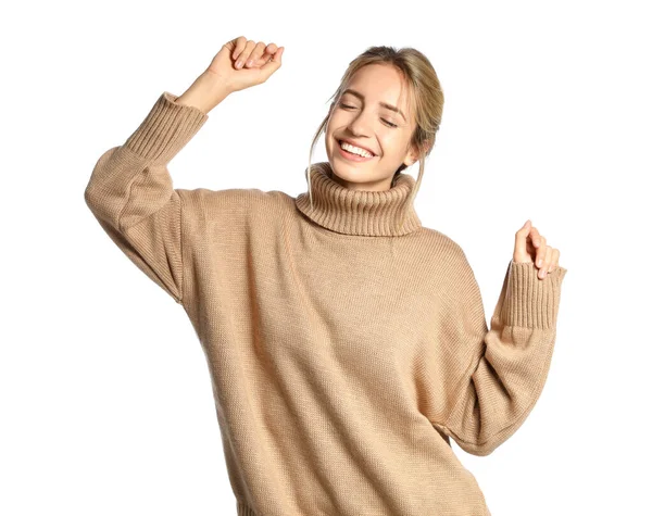 배경에 뜨개질 스웨터를 아름다운 — 스톡 사진