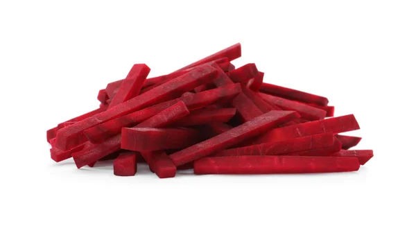 白い背景にカットされた新鮮な赤のビートのヒープ — ストック写真