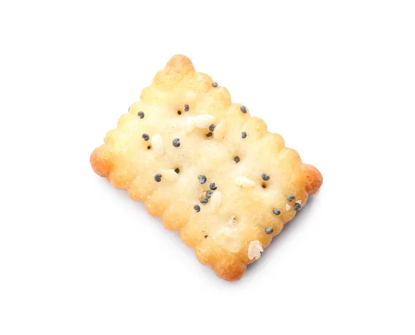 Delicious Crispy Cracker Poppy Sesame Seeds Isolated White Top View — Stock Photo, Image