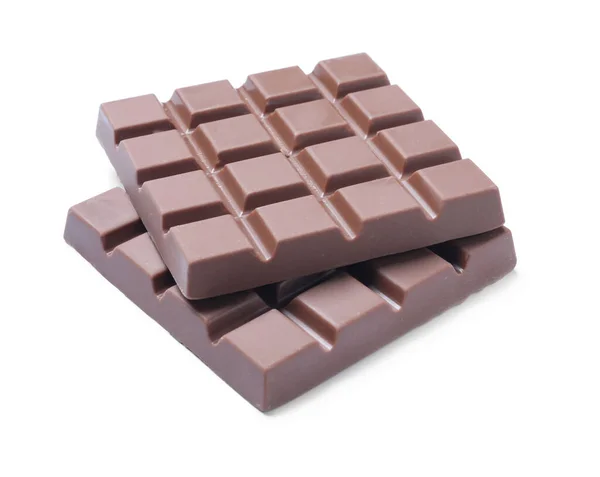 Heerlijke Melkchocolade Repen Geïsoleerd Wit — Stockfoto