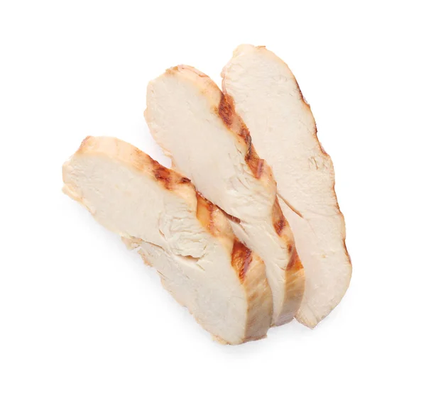 Potongan Daging Ayam Panggang Yang Lezat Diisolasi Pada Tampilan Putih — Stok Foto