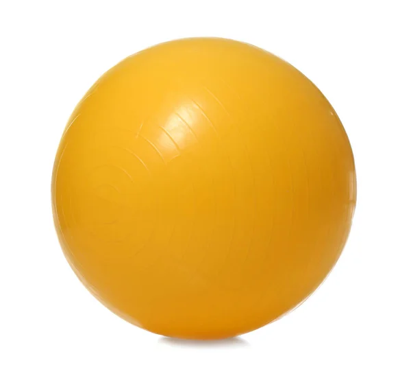Nový Oranžový Fitness Míč Izolované Bílém — Stock fotografie