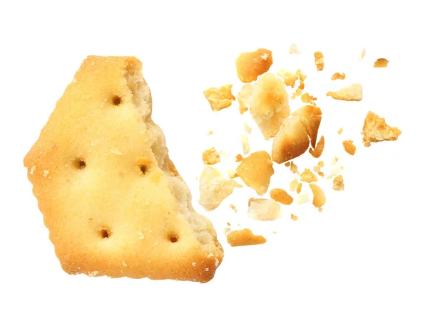 Crushed Cracker Und Krümel Auf Weißem Hintergrund — Stockfoto