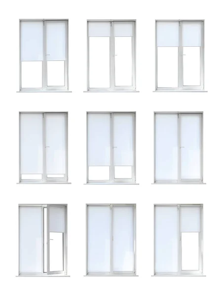 Conjunto Ventanas Modernas Sobre Fondo Blanco — Foto de Stock