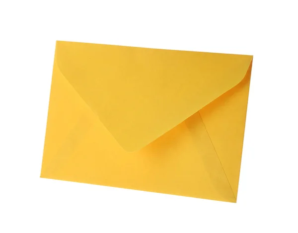 Envelope Papel Amarelo Isolado Branco Serviço Correio — Fotografia de Stock