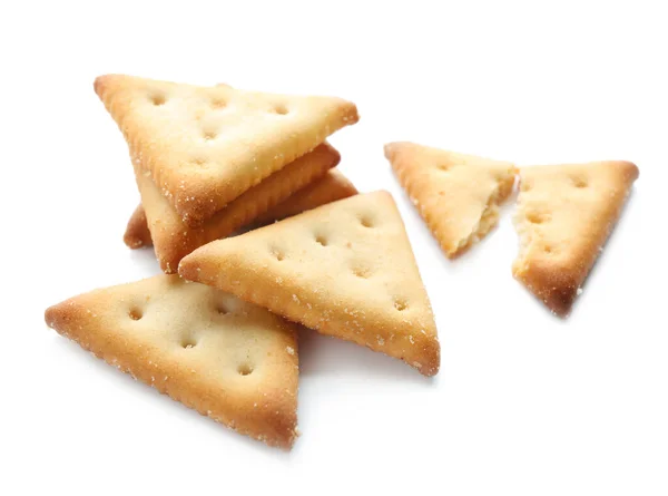 Crispy Crackers Isolated White Delicious Snack — Stock Photo, Image