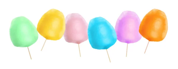 白い背景に甘い綿菓子とコラージュ バナーデザイン — ストック写真