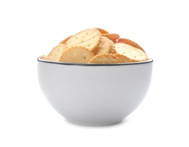 Beyaz kasedeki leziz krakerler.