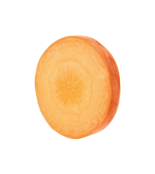 Slice Fresh Ripe Carrot Isolated White — Stock Photo, Image