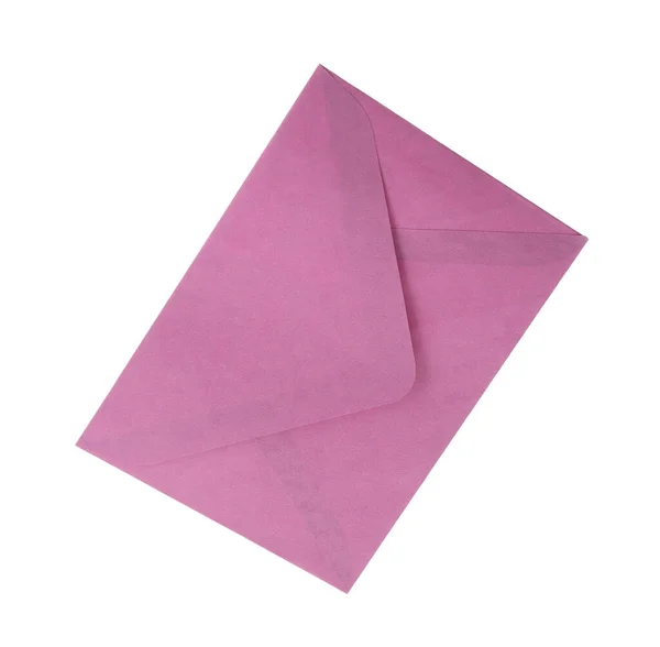 Envelope Papel Roxo Isolado Branco Serviço Correio — Fotografia de Stock