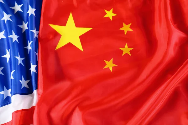 Banderas China Como Fondo Vista Superior Relaciones Internacionales — Foto de Stock