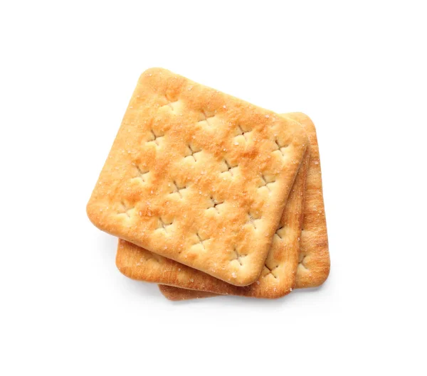 Leckere Knusprige Cracker Isoliert Auf Weiß Draufsicht — Stockfoto