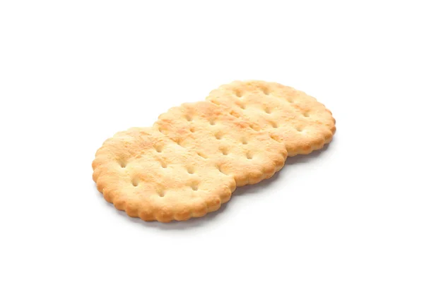 Knuspriger Cracker Isoliert Auf Weiß Leckerer Imbiss — Stockfoto