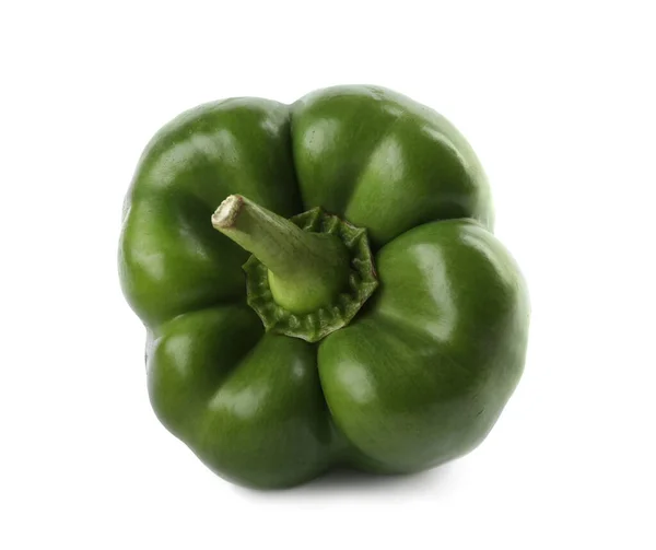 Verse Rijpe Groene Paprika Geïsoleerd Wit — Stockfoto